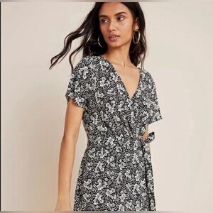 Anthropologie Velvet Graham Spencer Rona Floral Faux Wrap Midi Dress Size Large